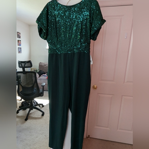 Alexia Admor Sadie Boatneck Tapered Jumpsuit, Green - Picture 2 of 4